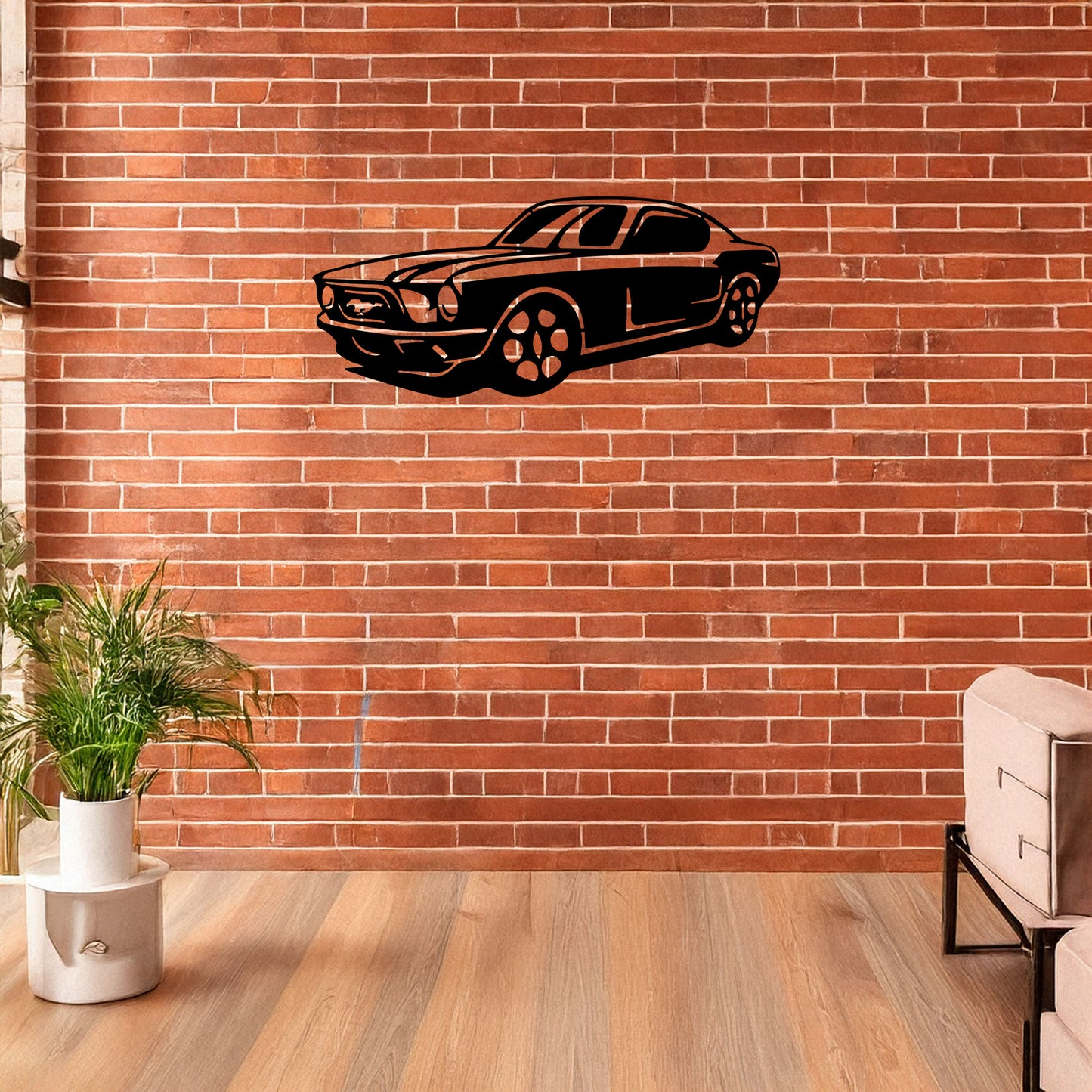 Laser Cut Metal Wall Decor, Mustang Design, Black Automotive Wall Art, Garage Decor Accent, Car Enthusiast Gift, Matte Black Mustang Wall Art