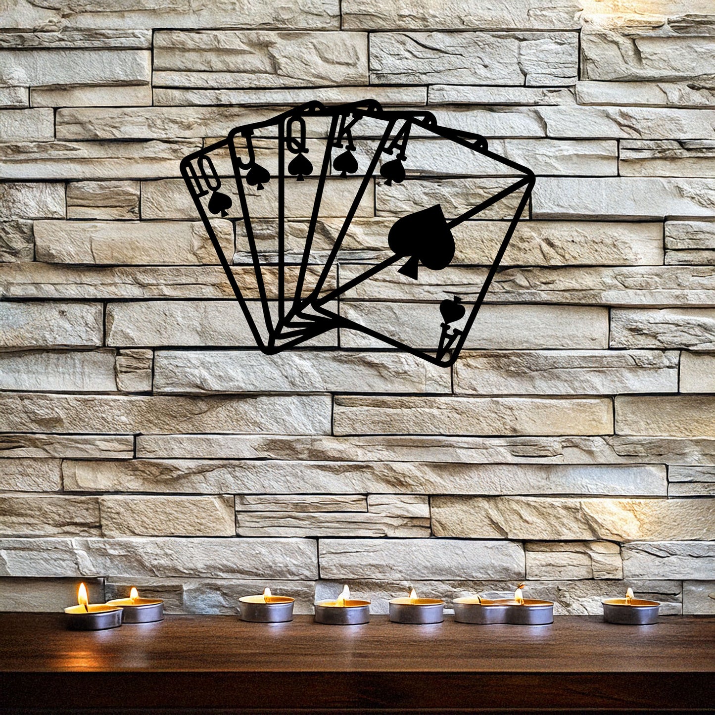 Laser Cut Metal Wall Decor, Playing Cards Design, Black Game Room Wall Art, Poker Decor Accent, Matte Black Wall Art, Casino Lover Gift