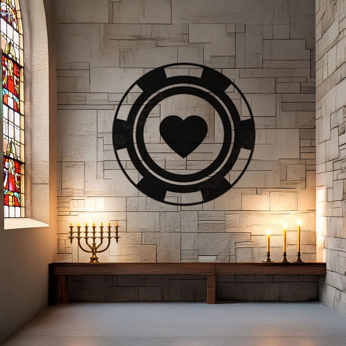 Laser Cut Metal Wall Decor, Poker Chip Hearts Design, Black Casino Wall Art, Game Room Accent, Matte Black Wall Decor, Poker Enthusiast Gift