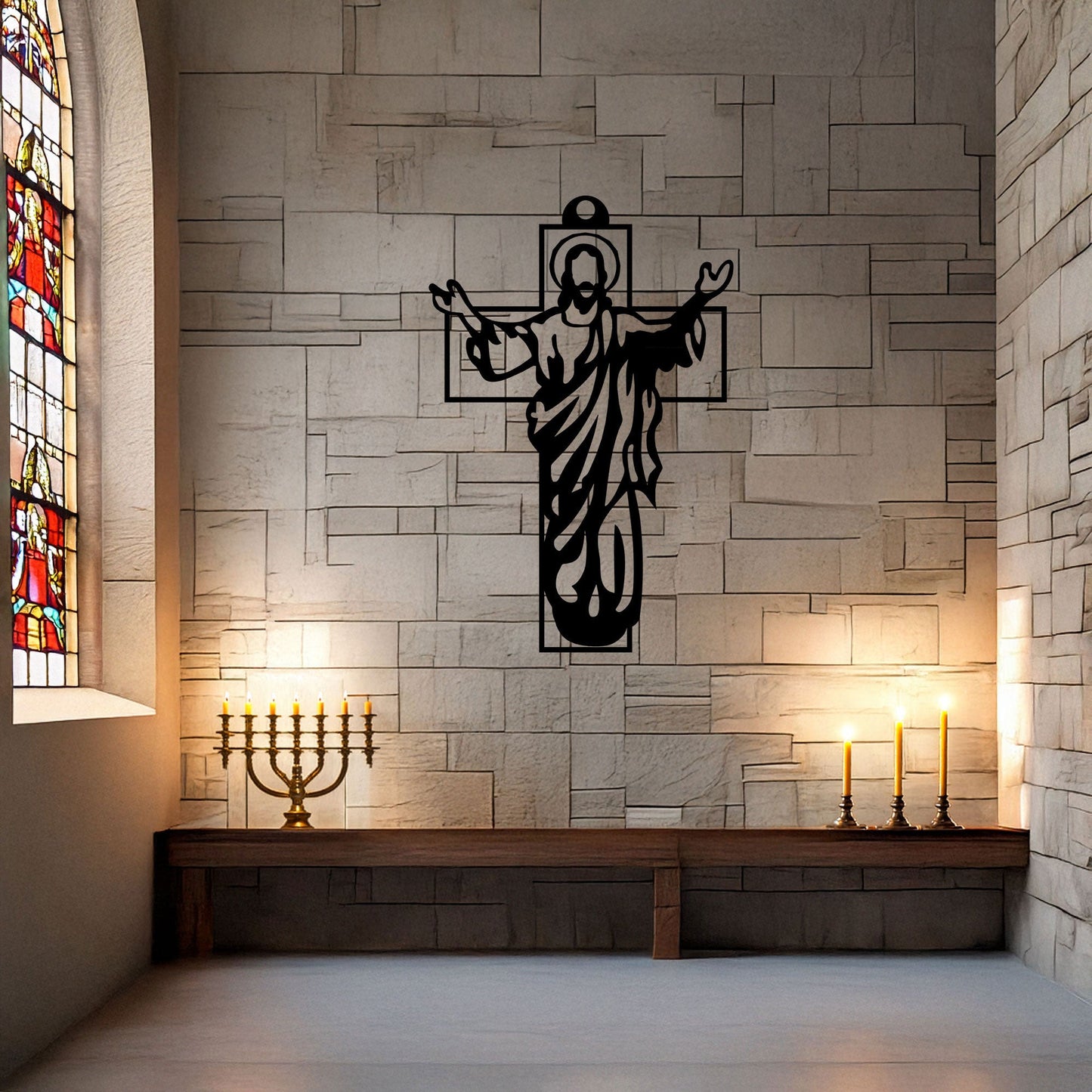 Laser Cut Metal Wall Decor, Jesus Christian Cross Design, Black Religious Wall Art, Matte Black Faith Decor, Spiritual Home Accent