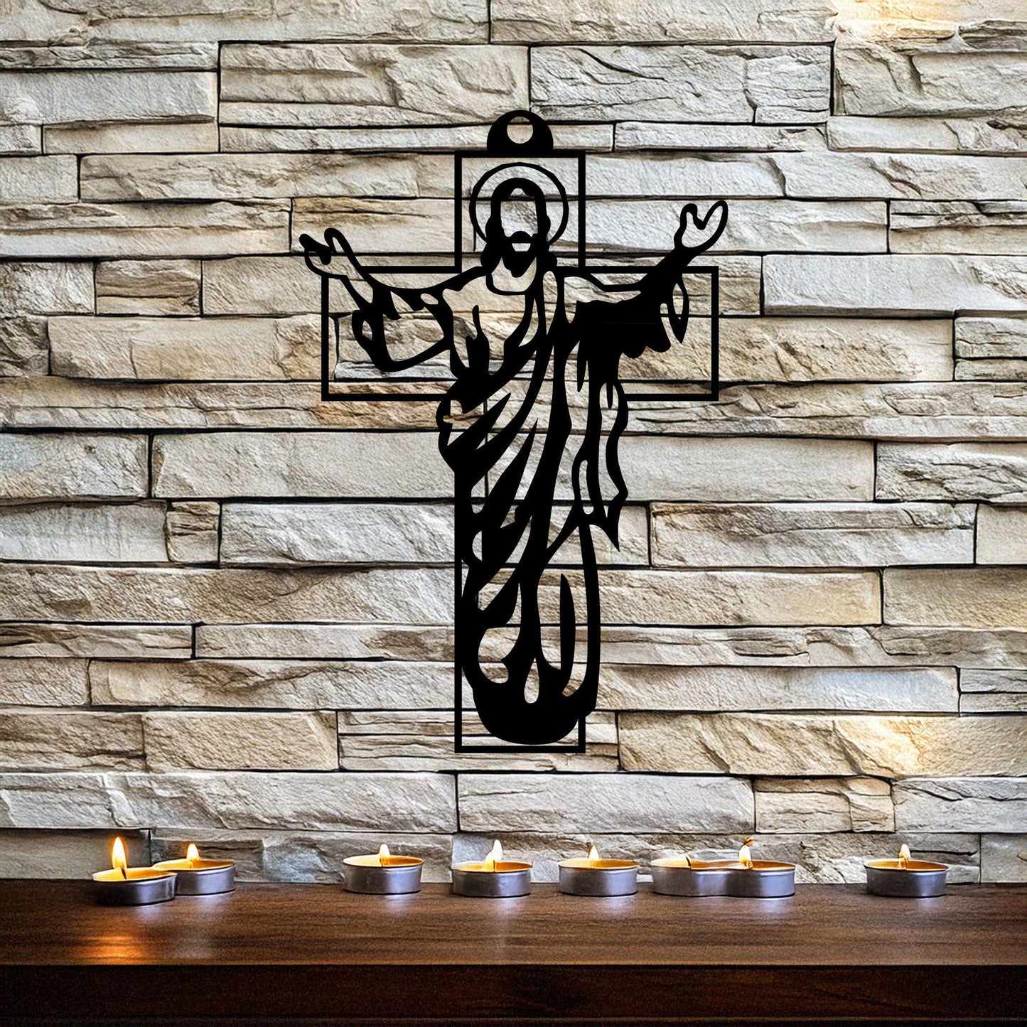 Laser Cut Metal Wall Decor, Jesus Christian Cross Design, Black Religious Wall Art, Matte Black Faith Decor, Spiritual Home Accent