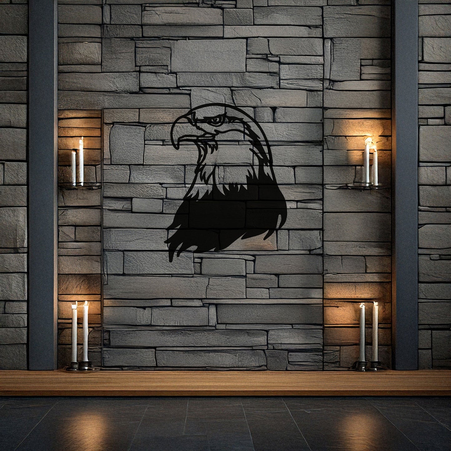 Laser Cut Eagle Wall Decor, Matte Black Metal Bird Art, Patriotic Gift for Nature Lovers, Rustic Wall Accent, 3 Sizes