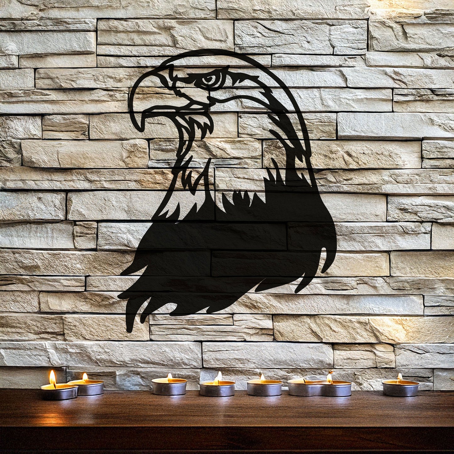 Laser Cut Eagle Wall Decor, Matte Black Metal Bird Art, Patriotic Gift for Nature Lovers, Rustic Wall Accent, 3 Sizes