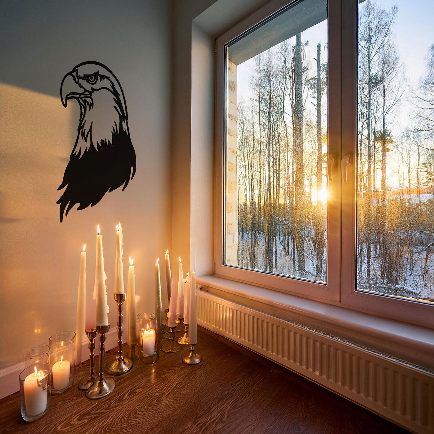 Laser Cut Eagle Wall Decor, Matte Black Metal Bird Art, Patriotic Gift for Nature Lovers, Rustic Wall Accent, 3 Sizes