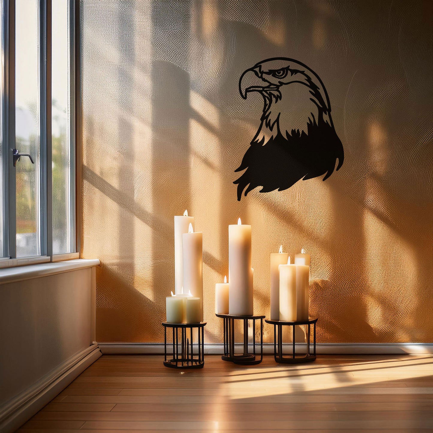 Laser Cut Eagle Wall Decor, Matte Black Metal Bird Art, Patriotic Gift for Nature Lovers, Rustic Wall Accent, 3 Sizes