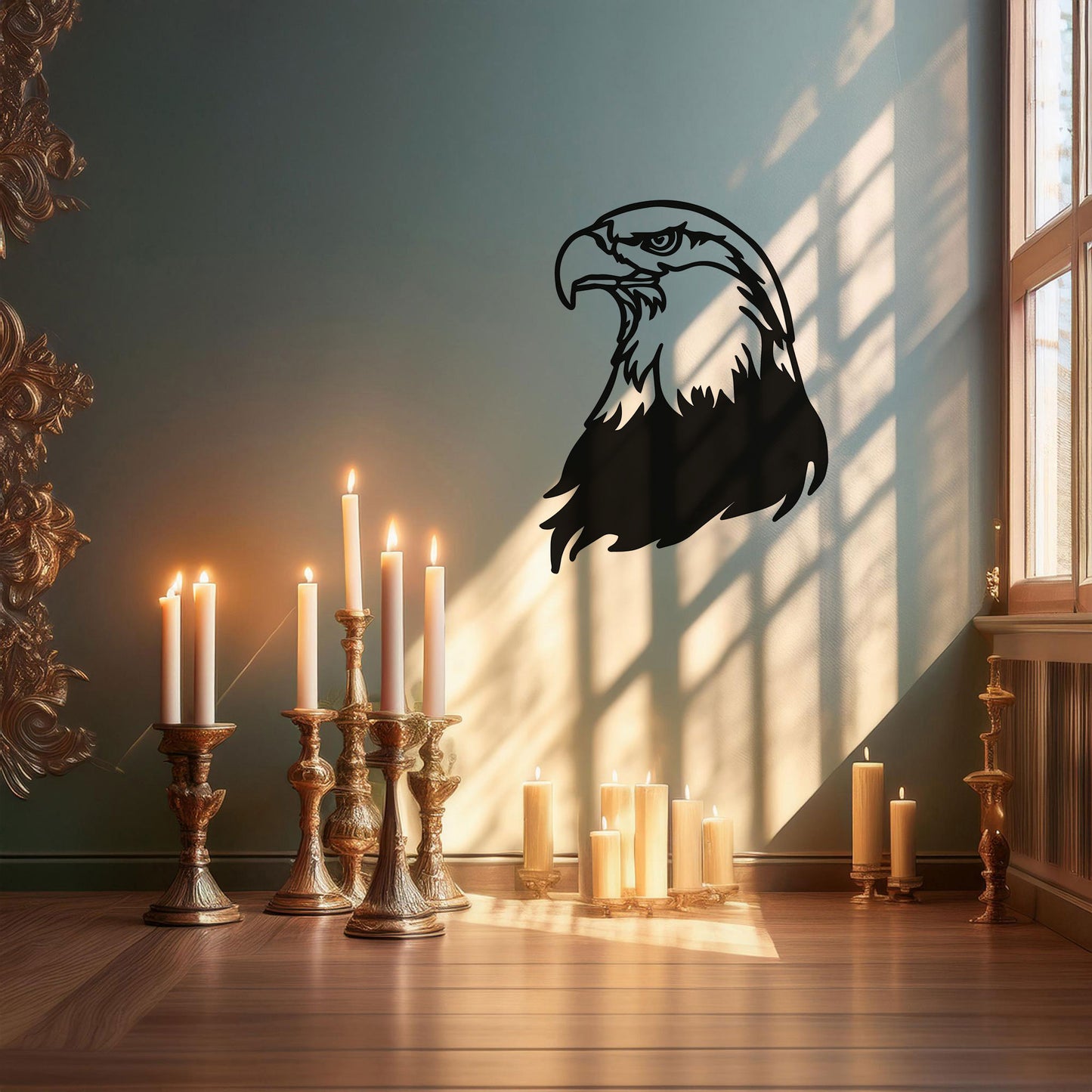 Laser Cut Eagle Wall Decor, Matte Black Metal Bird Art, Patriotic Gift for Nature Lovers, Rustic Wall Accent, 3 Sizes