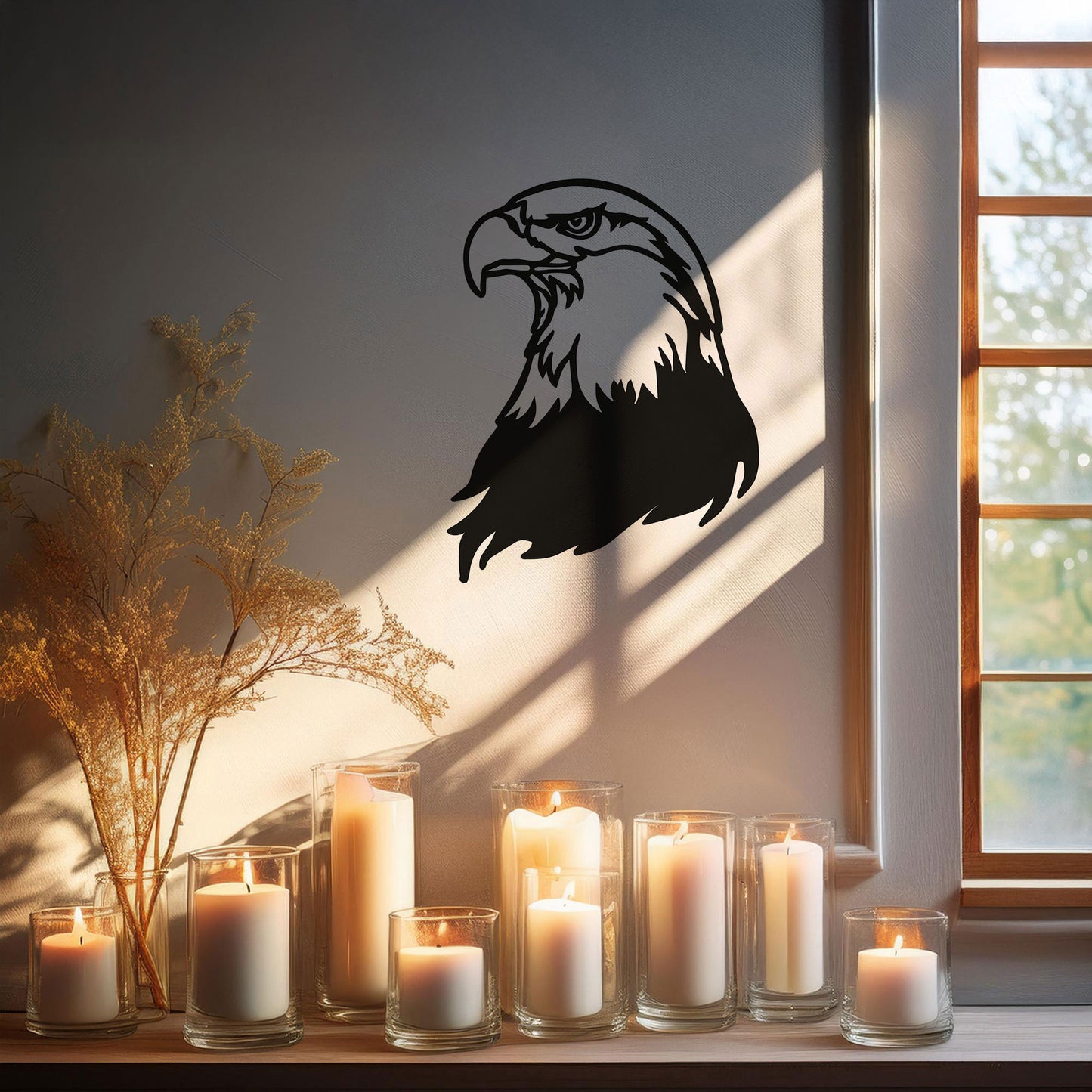 Laser Cut Eagle Wall Decor, Matte Black Metal Bird Art, Patriotic Gift for Nature Lovers, Rustic Wall Accent, 3 Sizes
