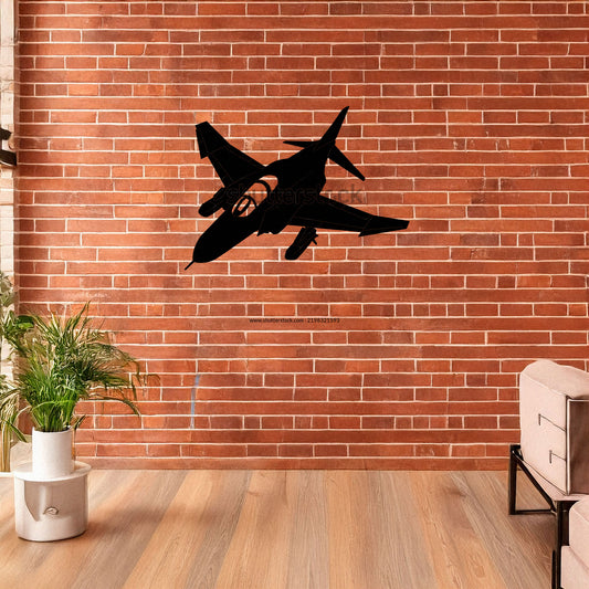 Laser Cut Fighter Jet Wall Decor, Matte Black Military Aircraft Design, Aviation Enthusiast Gift, Modern Metal Art, 3 Sizes