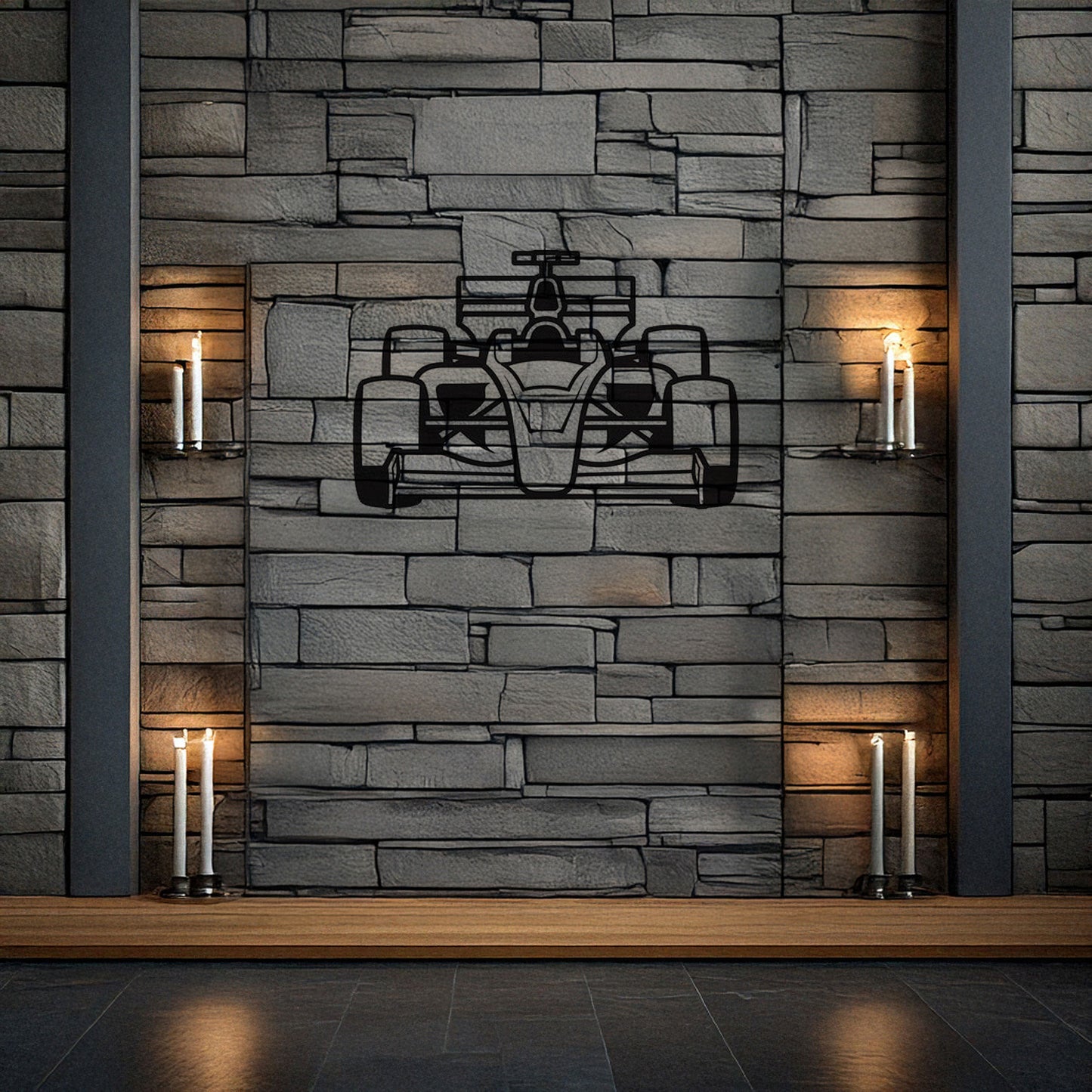 Formula 1 Car Front View Laser Cut Metal Wall Decor, Black Motorsport Gift, Modern Racing Art, 3 Sizes