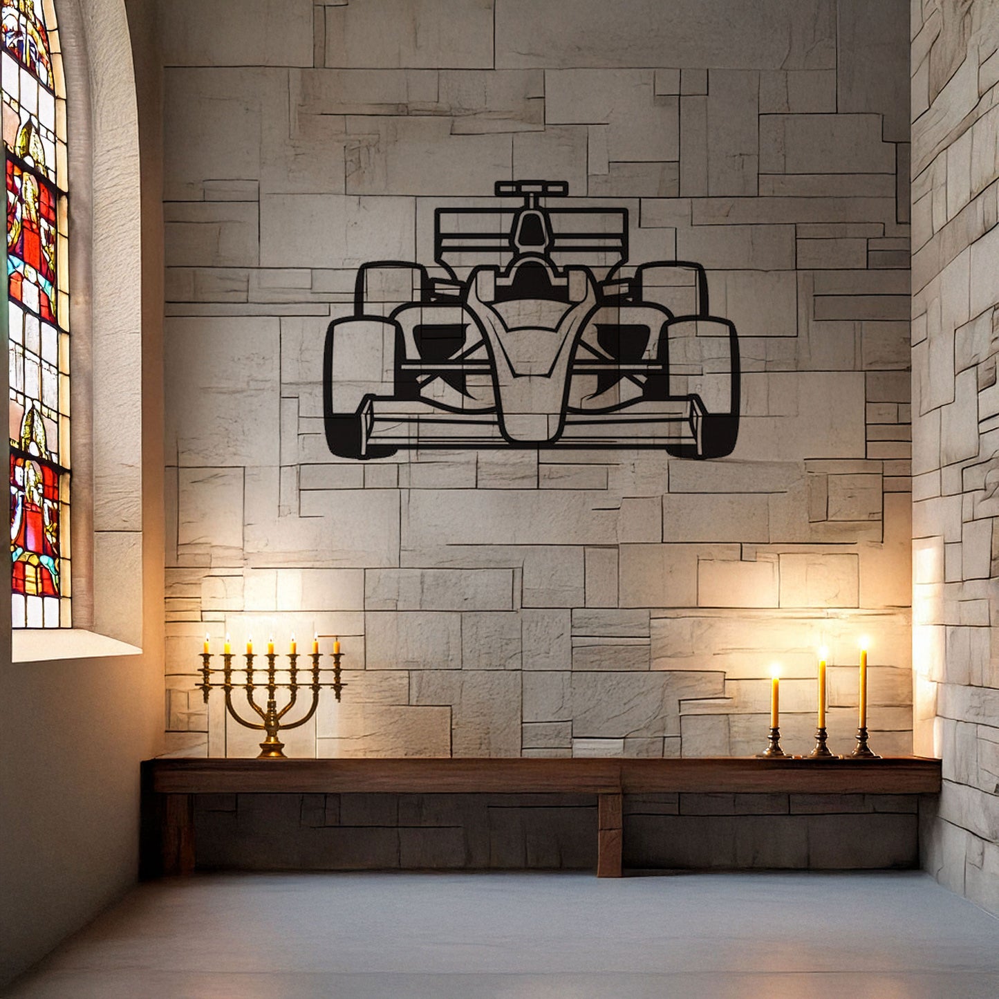 Formula 1 Car Front View Laser Cut Metal Wall Decor, Black Motorsport Gift, Modern Racing Art, 3 Sizes