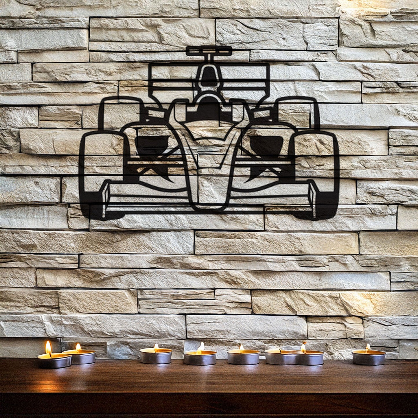 Formula 1 Car Front View Laser Cut Metal Wall Decor, Black Motorsport Gift, Modern Racing Art, 3 Sizes