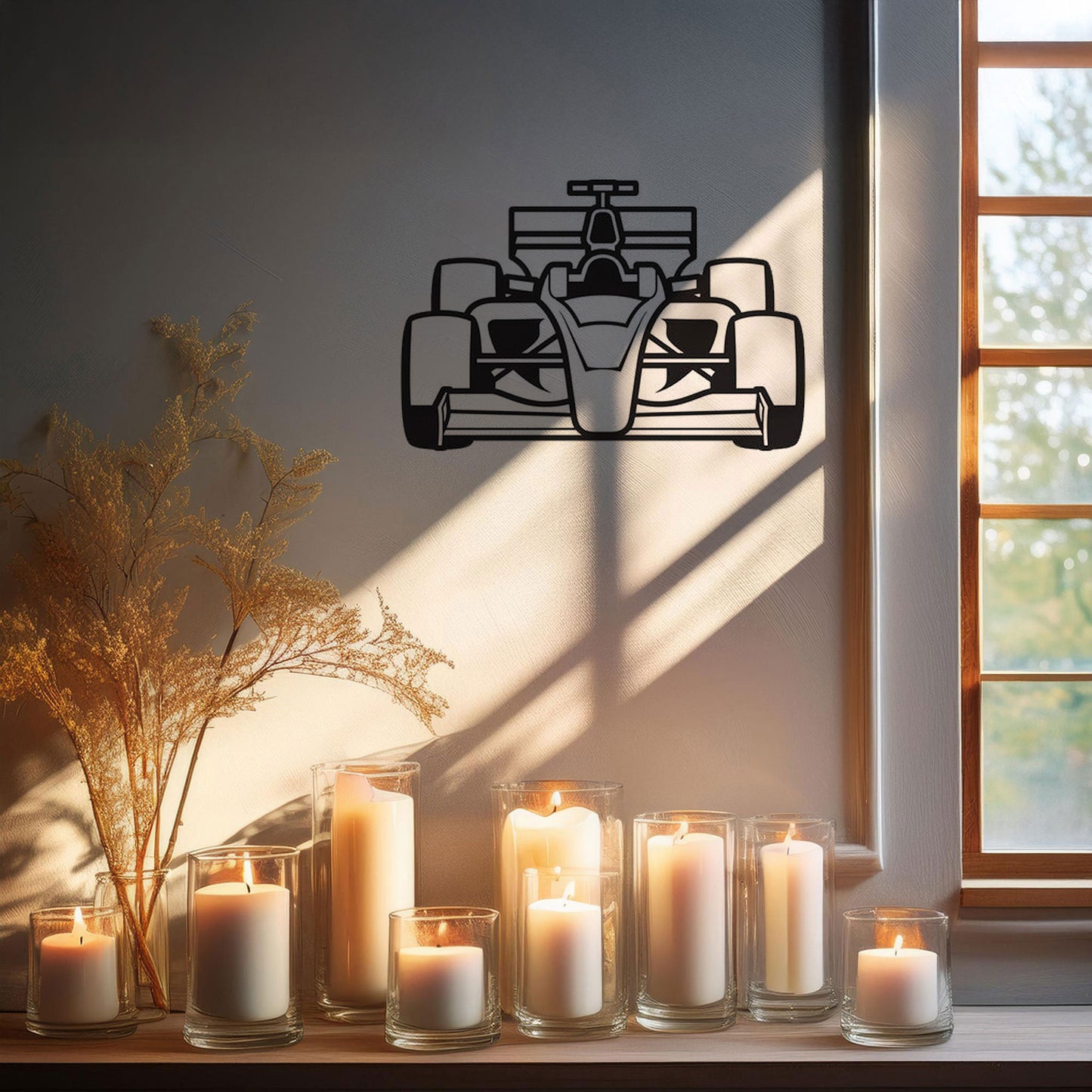 Formula 1 Car Front View Laser Cut Metal Wall Decor, Black Motorsport Gift, Modern Racing Art, 3 Sizes