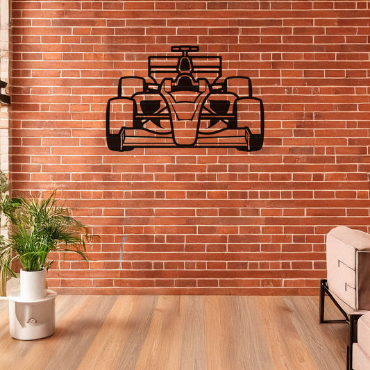 Formula 1 Car Front View Laser Cut Metal Wall Decor, Black Motorsport Gift, Modern Racing Art, 3 Sizes