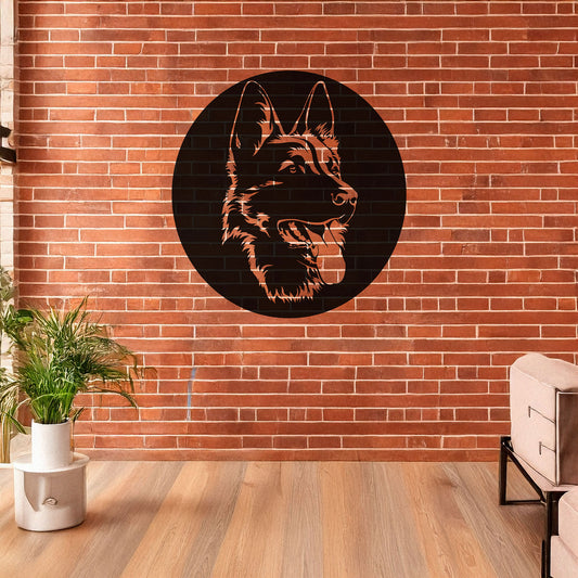 German Shepherd Laser Cut Metal Wall Decor, Black Dog Lover Gift, Pet-Themed Wall Art, 3 Sizes