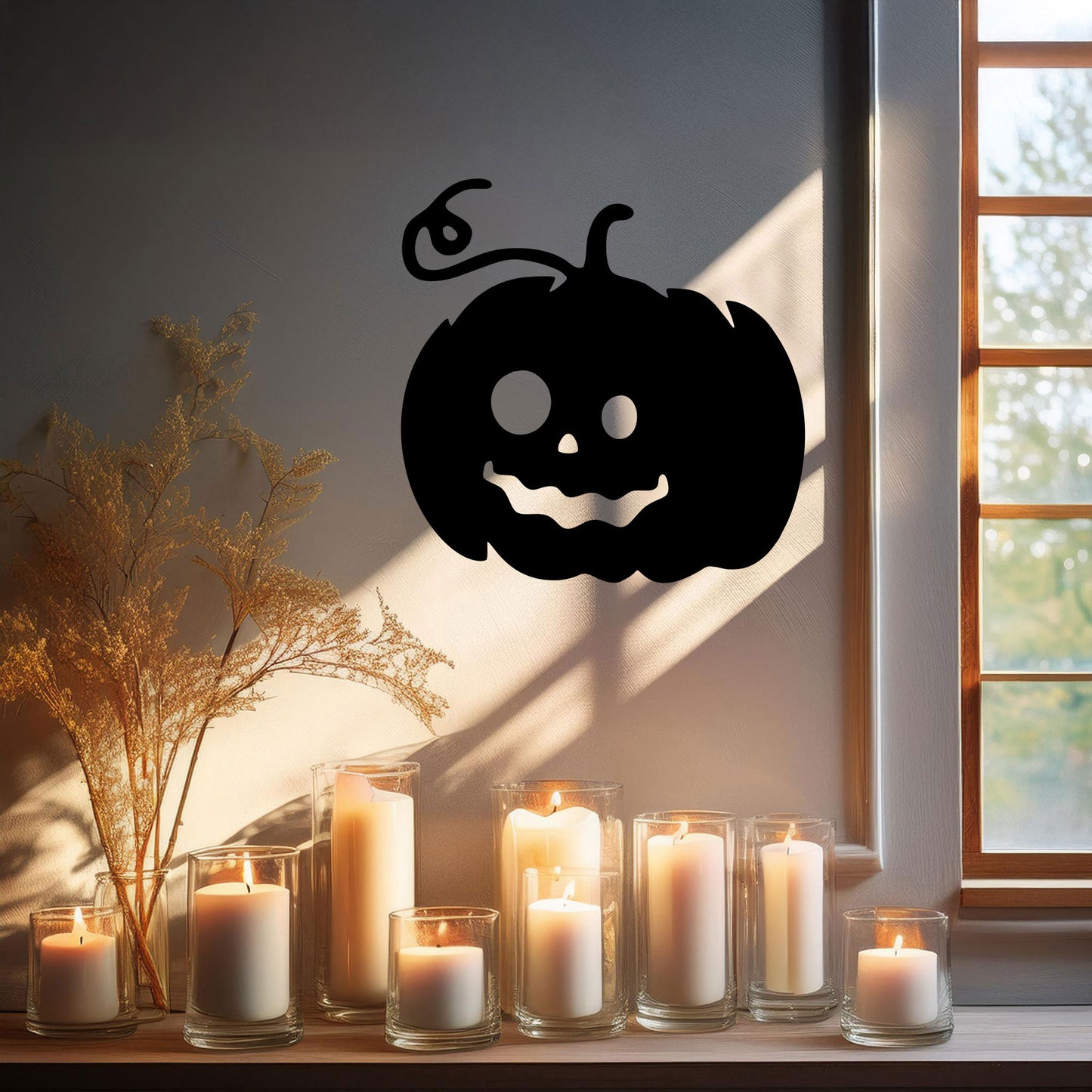 Halloween Pumpkin Metal Wall Decor, Black Laser Cut Pumpkin Art, Spooky Halloween Home Decoration, 3 Sizes Available