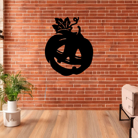 Halloween Pumpkin Metal Wall Art, Spooky Laser Cut Pumpkin Design, Black Metal Wall Decor for Halloween, 3 Sizes Available