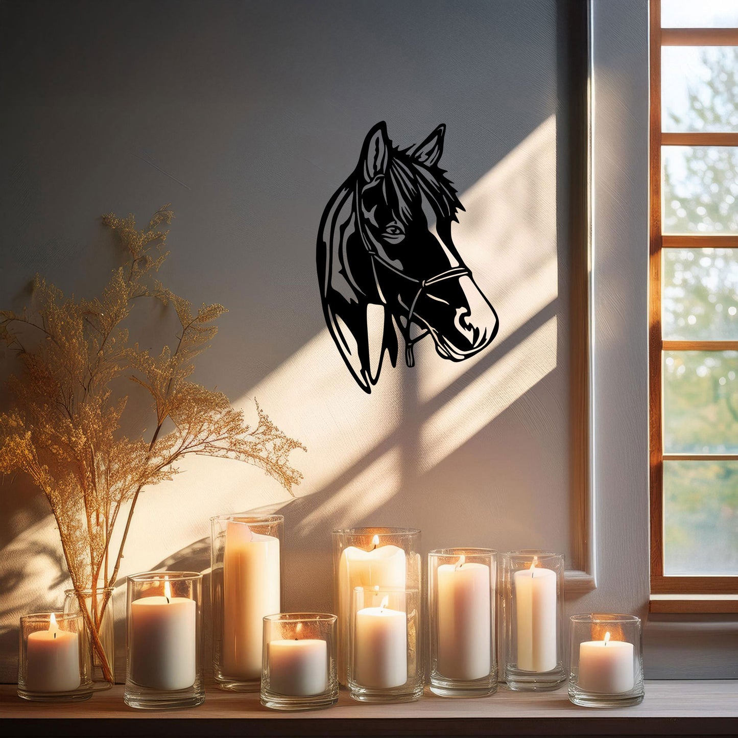 Elegant Horse Head Wall Art, Laser Cut Black Metal Horse Decor, Equestrian Gift, 3 Sizes