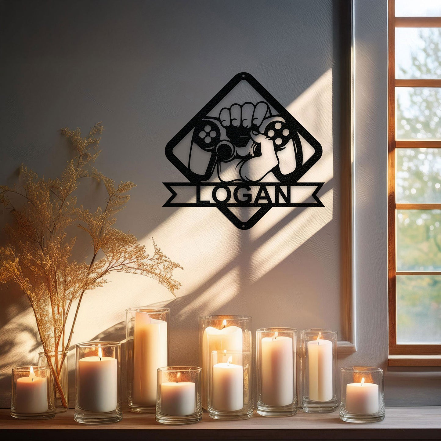 Gamer Metal Wall Art - Personalized Laser Cut Decor, Gaming Room Sign, Gamer Gift Idea, Black Metal Gamer Design, Available in 3 Sizes
