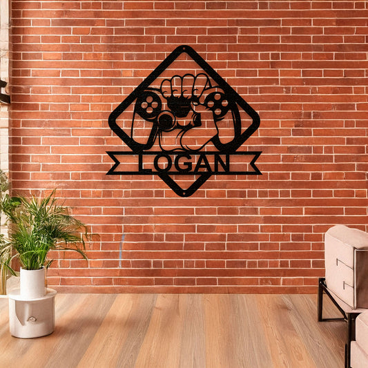 Gamer Metal Wall Art - Personalized Laser Cut Decor, Gaming Room Sign, Gamer Gift Idea, Black Metal Gamer Design, Available in 3 Sizes