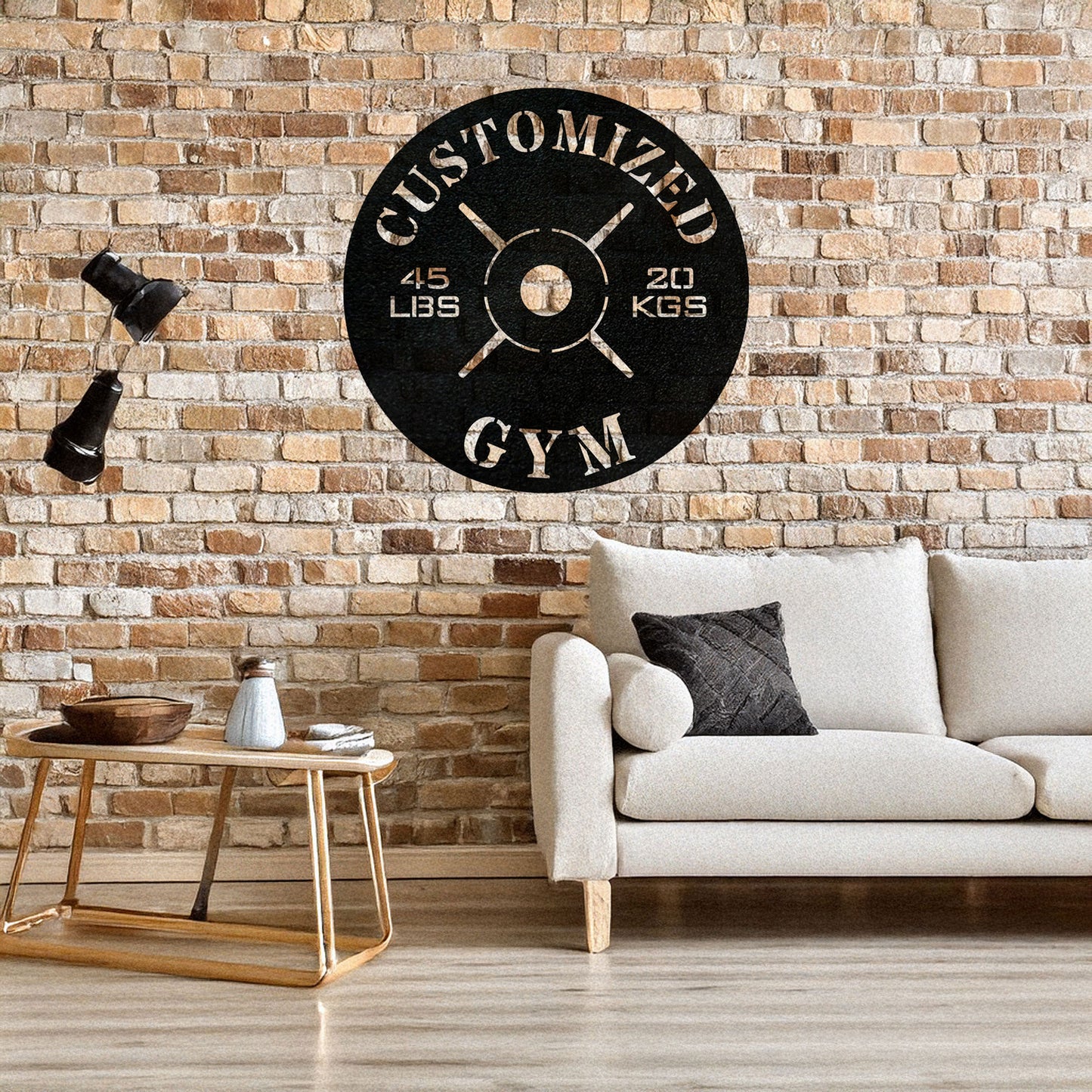 Gym Weight Plate Metal Wall Art - Personalized Laser Cut Black Metal Decor, Fitness Room Sign, Gym Enthusiast Gift, Available in 3 Sizes