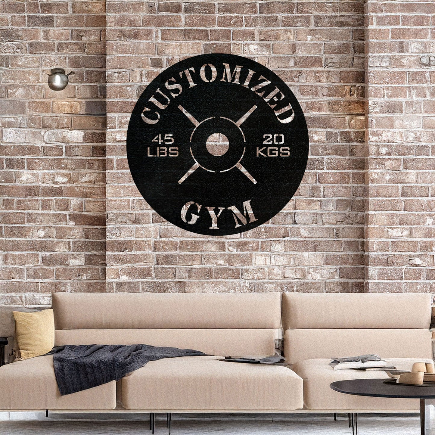 Gym Weight Plate Metal Wall Art - Personalized Laser Cut Black Metal Decor, Fitness Room Sign, Gym Enthusiast Gift, Available in 3 Sizes