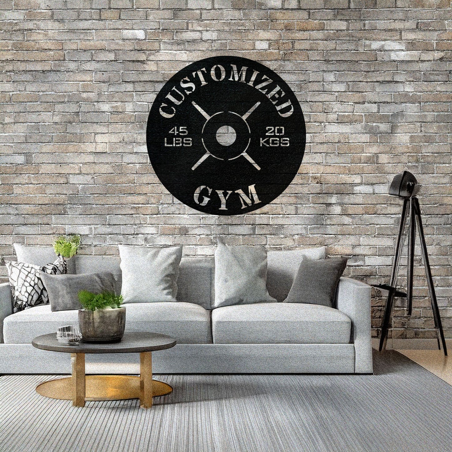 Gym Weight Plate Metal Wall Art - Personalized Laser Cut Black Metal Decor, Fitness Room Sign, Gym Enthusiast Gift, Available in 3 Sizes