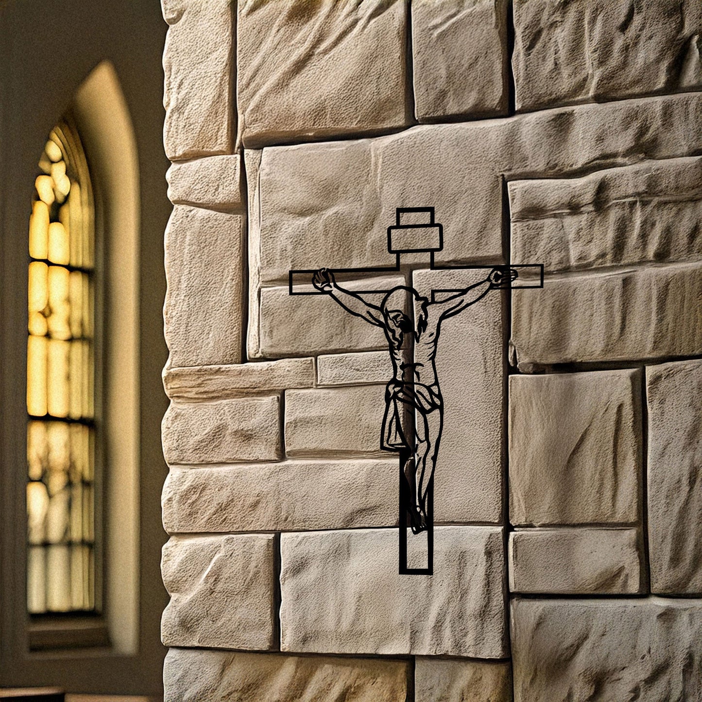 Laser Cut Metal Wall Decor Crucifixion of Jesus Design, Christian Wall Art for Home or Church, 3 Sizes Available, Black Finish
