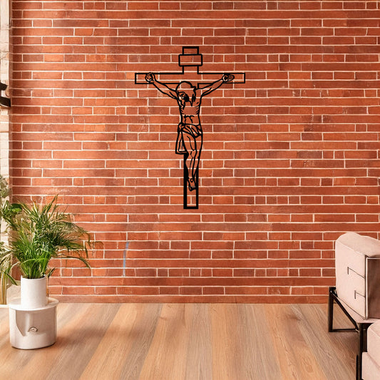 Laser Cut Metal Wall Decor Crucifixion of Jesus Design, Christian Wall Art for Home or Church, 3 Sizes Available, Black Finish