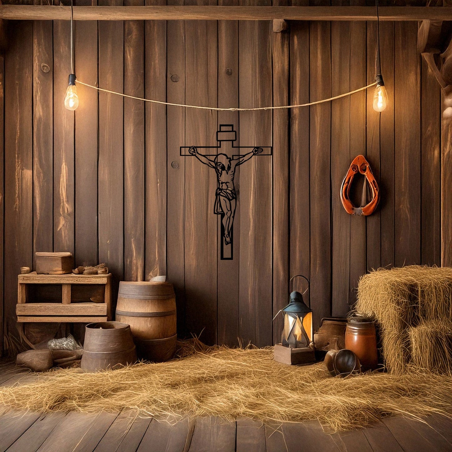 Laser Cut Metal Wall Decor Crucifixion of Jesus Design, Christian Wall Art for Home or Church, 3 Sizes Available, Black Finish