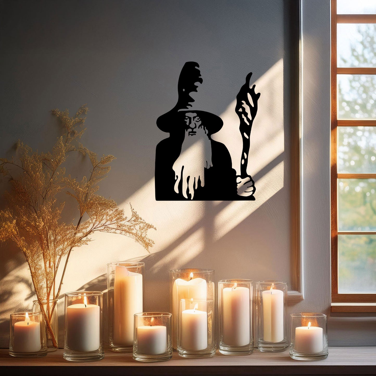 Lord of the Rings Gandalf Metal Wall Art - Laser Cut Black Metal Decor in 3 Sizes - Unique Gift for Tolkien Fans & Fantasy Lovers