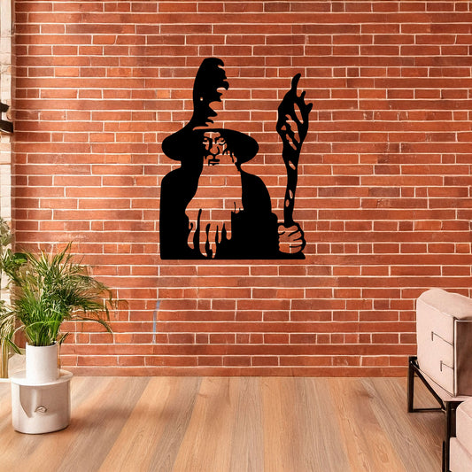 Lord of the Rings Gandalf Metal Wall Art - Laser Cut Black Metal Decor in 3 Sizes - Unique Gift for Tolkien Fans & Fantasy Lovers