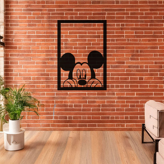 Mickey Mouse Laser Cut Metal Wall Art - Black Metal Decor - Cartoon Wall Accent for Kids' Rooms - Small, Medium, Large Sizes