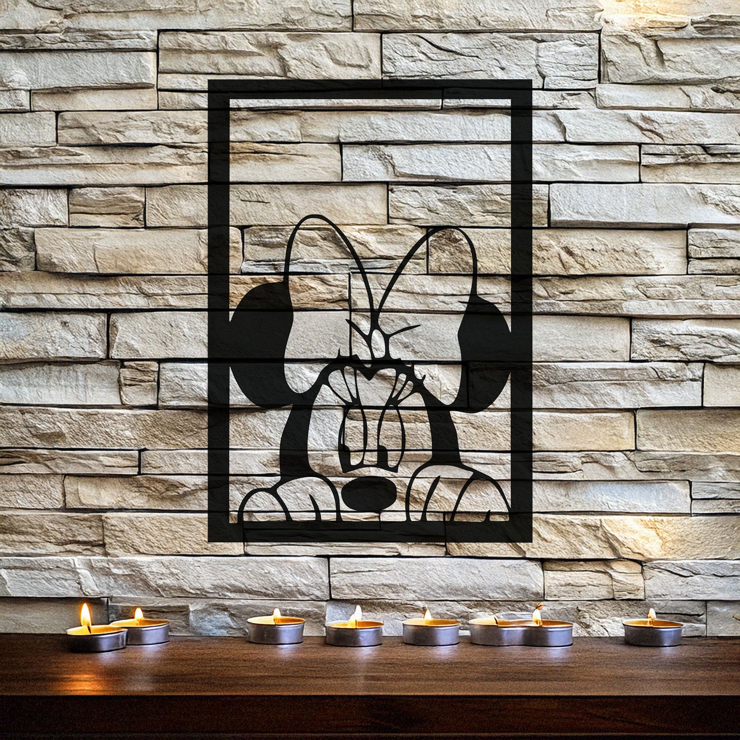 Minnie Mouse Laser Cut Metal Wall Art - Black Metal Decor for Kids' Rooms - Cartoon Wall Accent - Available in Small, Medium, and Large Sizes