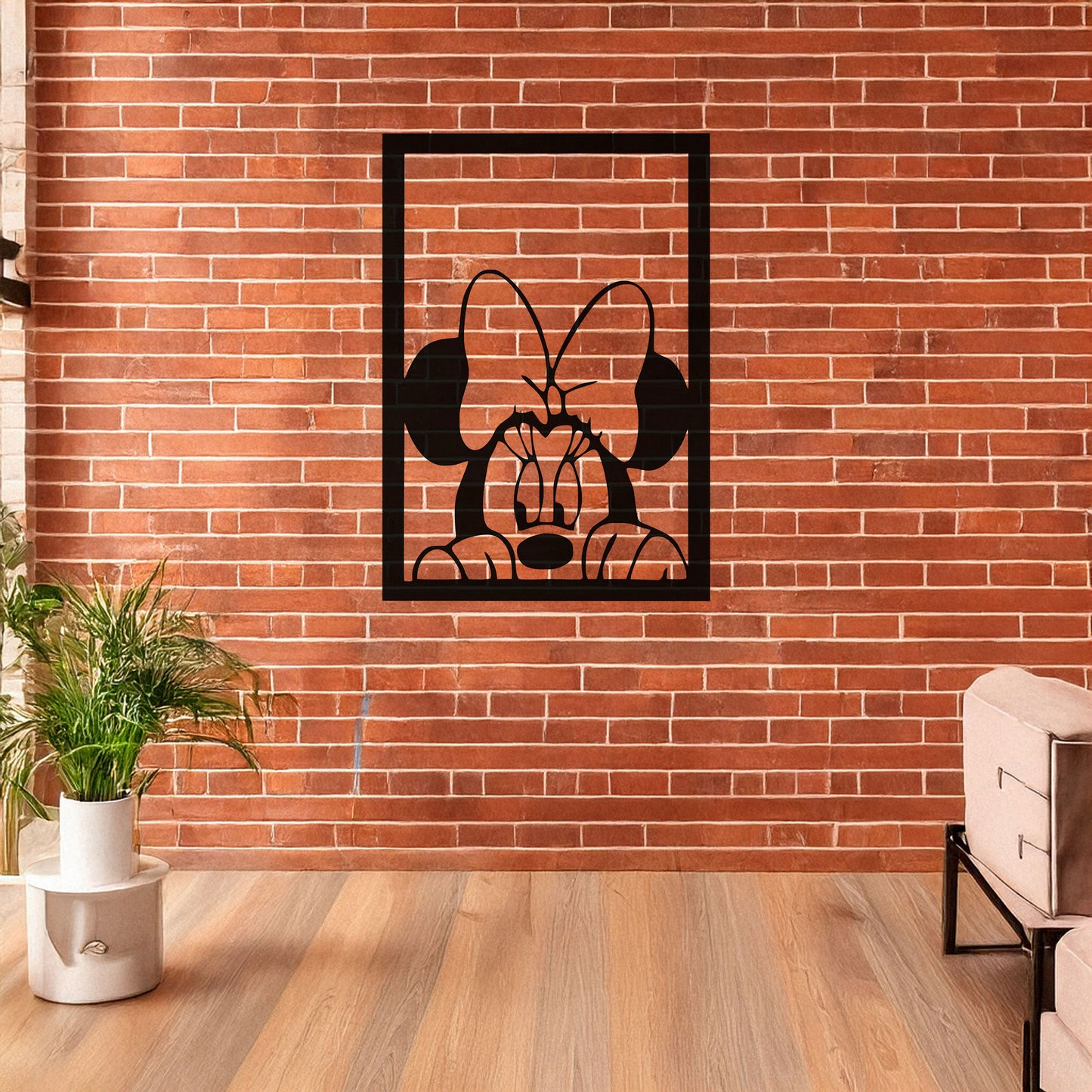 Minnie Mouse Laser Cut Metal Wall Art - Black Metal Decor for Kids' Rooms - Cartoon Wall Accent - Available in Small, Medium, and Large Sizes