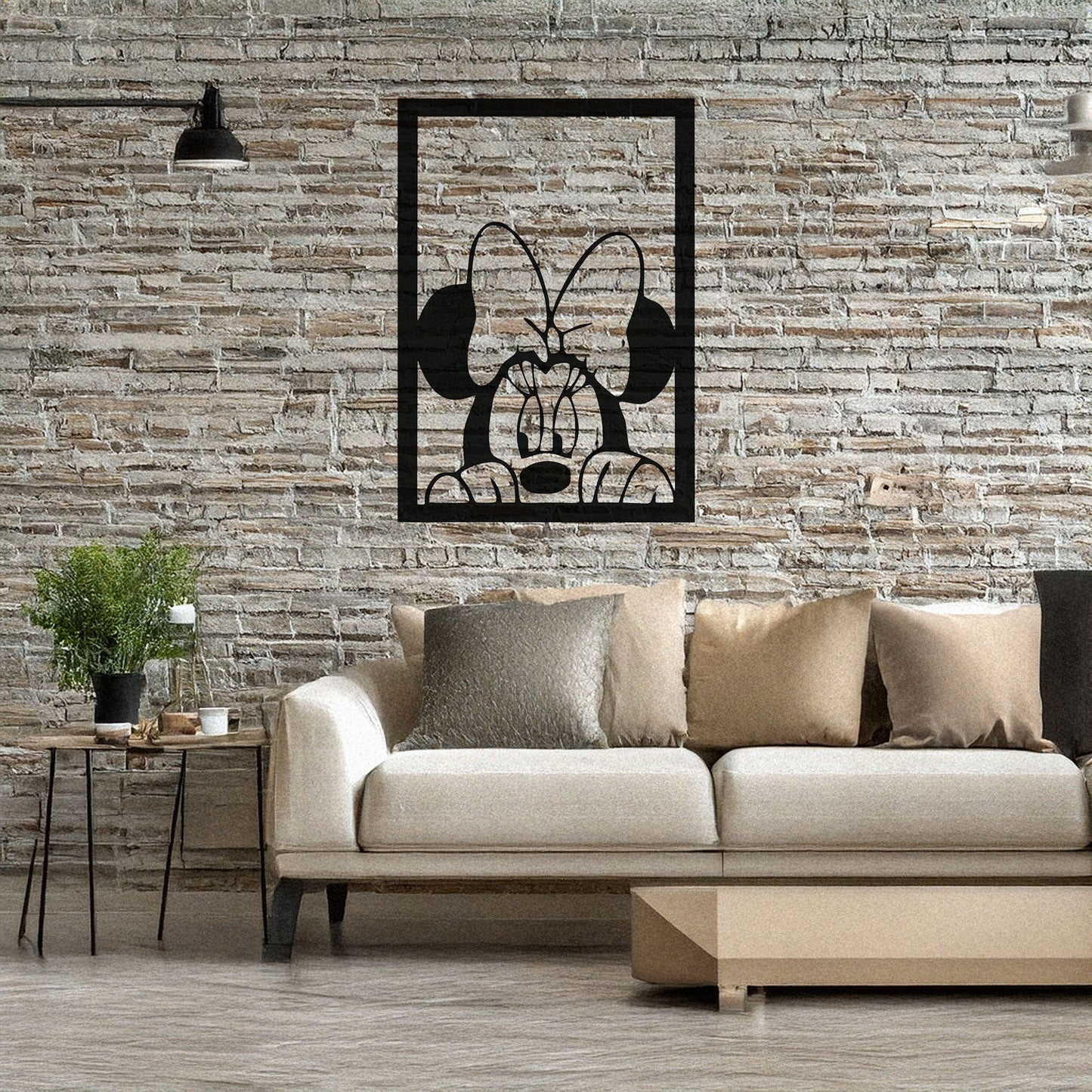 Minnie Mouse Laser Cut Metal Wall Art - Black Metal Decor for Kids' Rooms - Cartoon Wall Accent - Available in Small, Medium, and Large Sizes