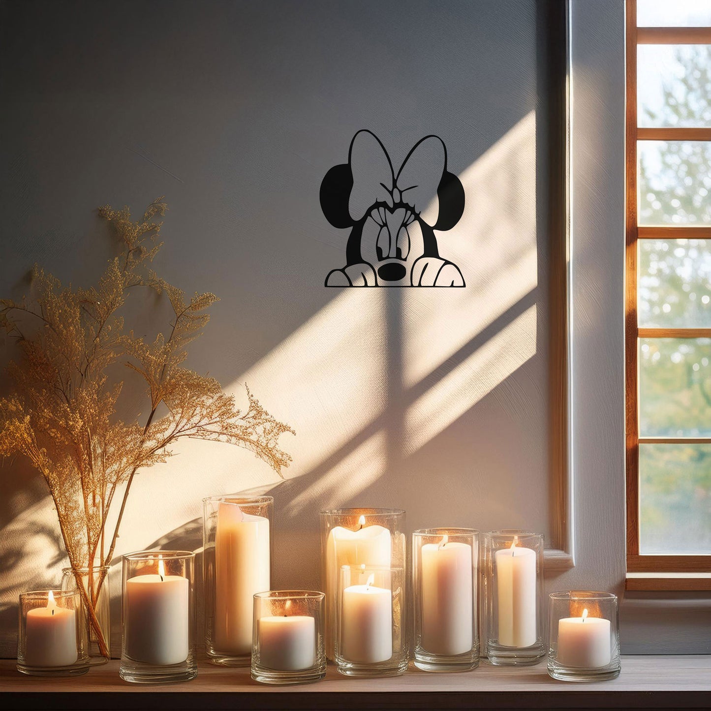 Minnie Mouse Laser Cut Metal Wall Art - Black Metal Decor for Disney Lovers - Perfect Gift for Kids’ Rooms in 3 Sizes