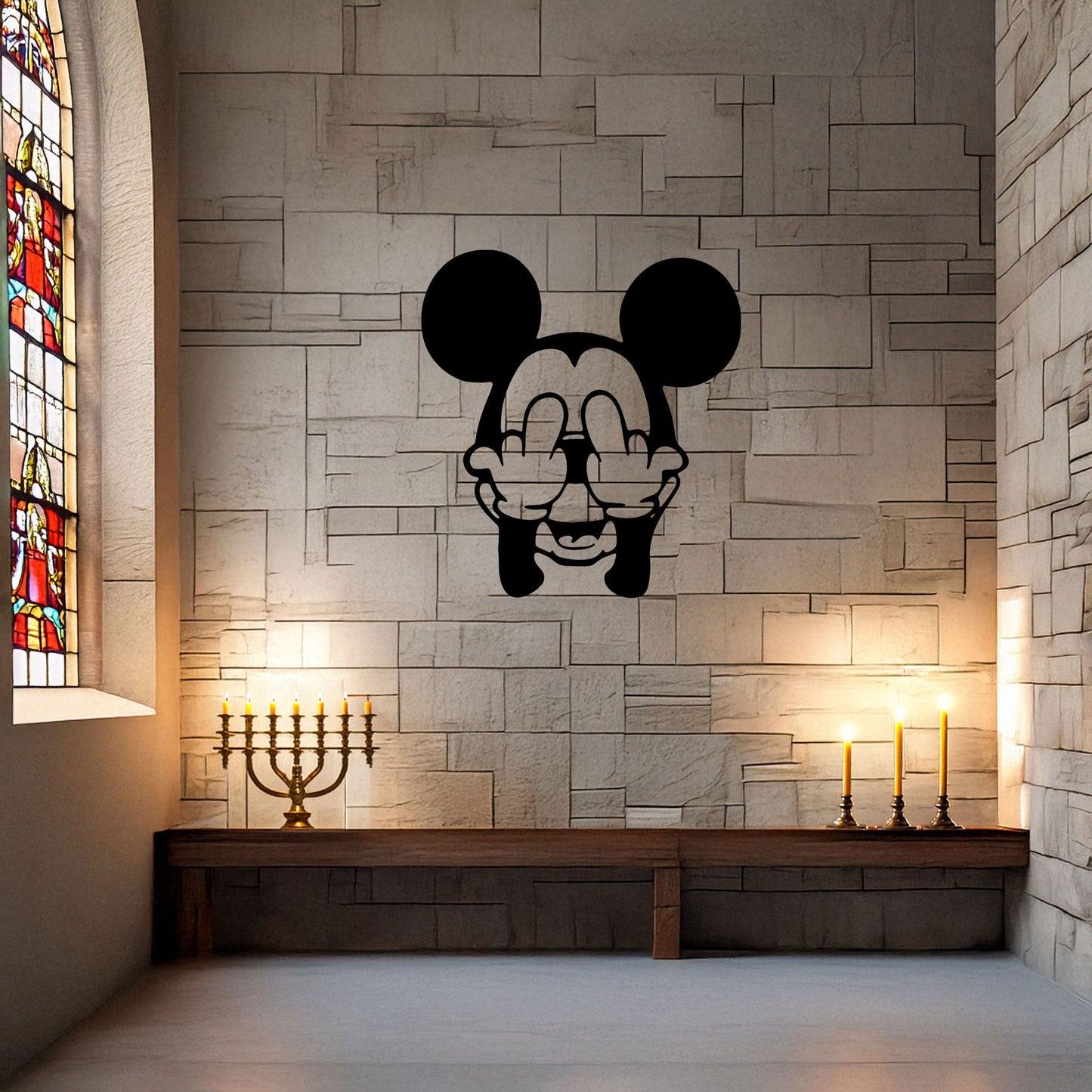 Middle Finger Mickey Mouse Laser Cut Metal Wall Art - Bold Black Wall Decor - Fun and Edgy Gift in 3 Sizes