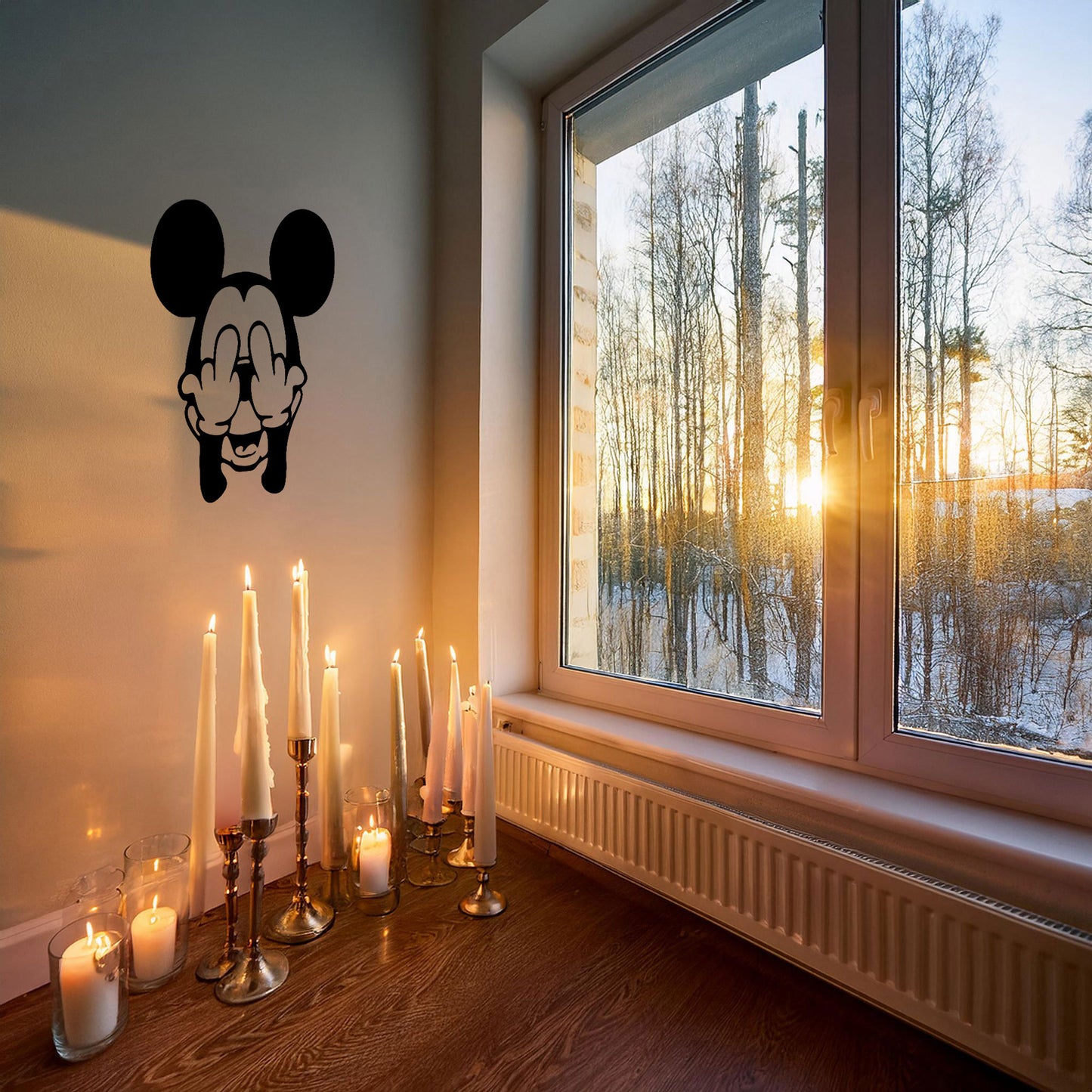 Middle Finger Mickey Mouse Laser Cut Metal Wall Art - Bold Black Wall Decor - Fun and Edgy Gift in 3 Sizes