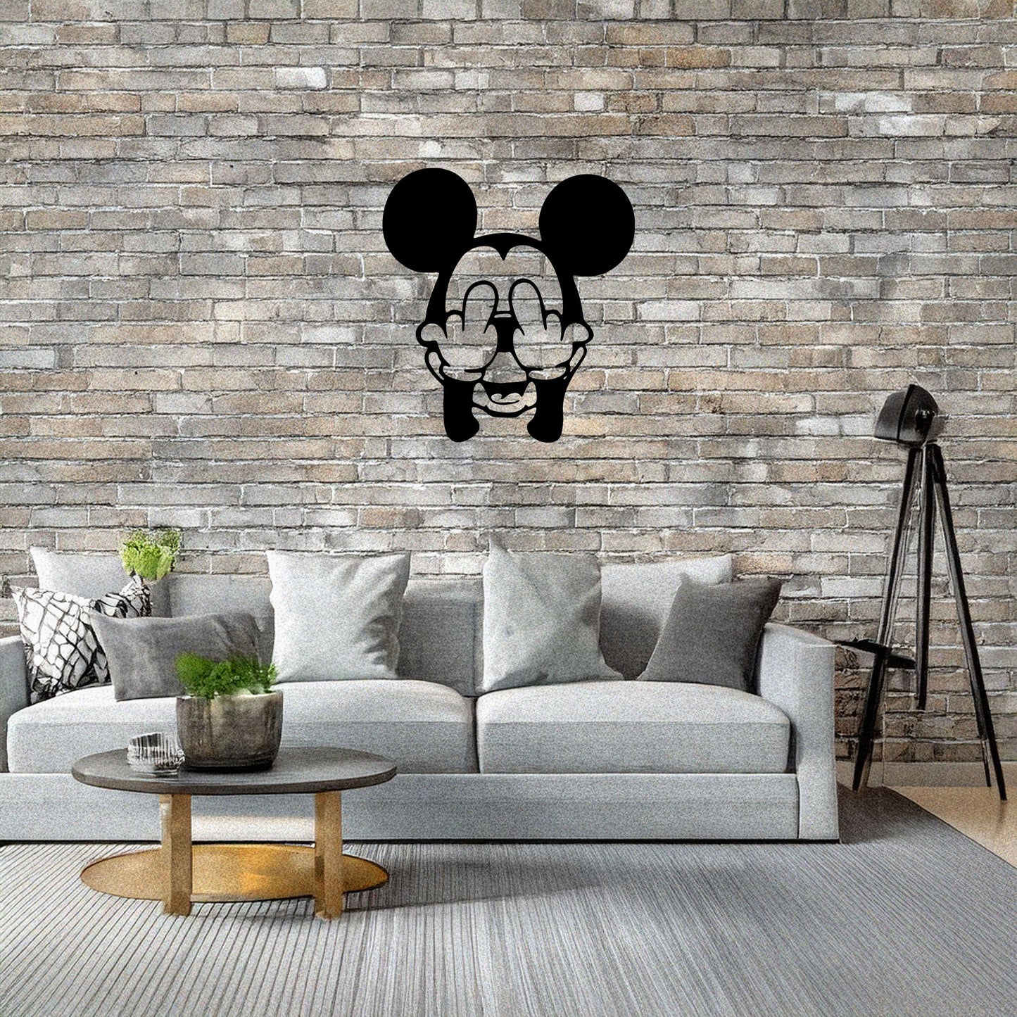 Middle Finger Mickey Mouse Laser Cut Metal Wall Art - Bold Black Wall Decor - Fun and Edgy Gift in 3 Sizes