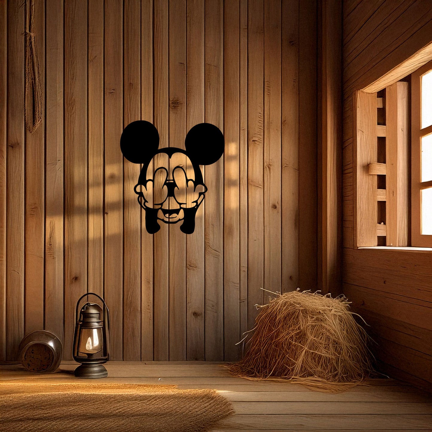 Middle Finger Mickey Mouse Laser Cut Metal Wall Art - Bold Black Wall Decor - Fun and Edgy Gift in 3 Sizes