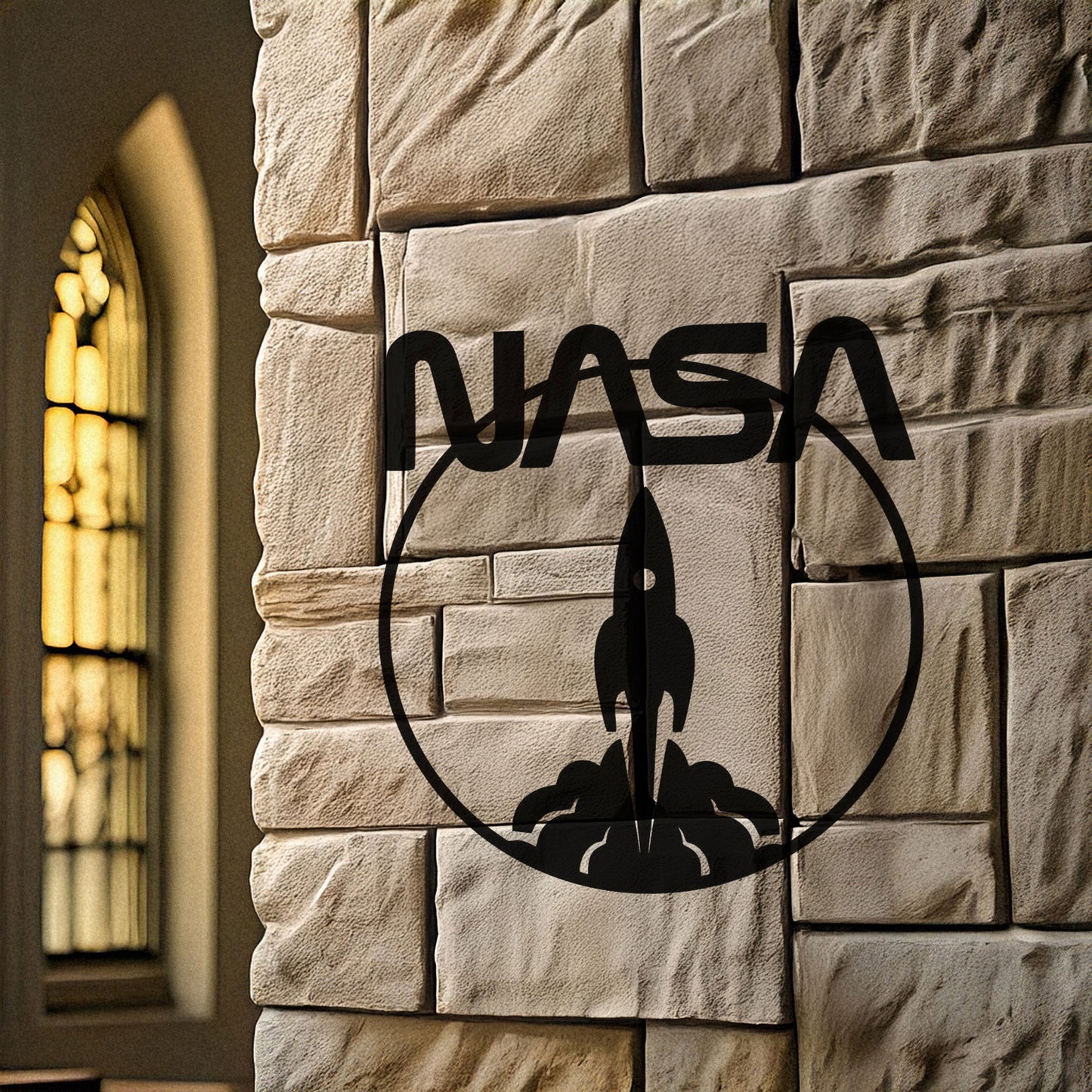 NASA Logo Metal Wall Art with Space Shuttle Design - Laser Cut Black Wall Decor, Gift for Space Enthusiasts, 3 Sizes Available