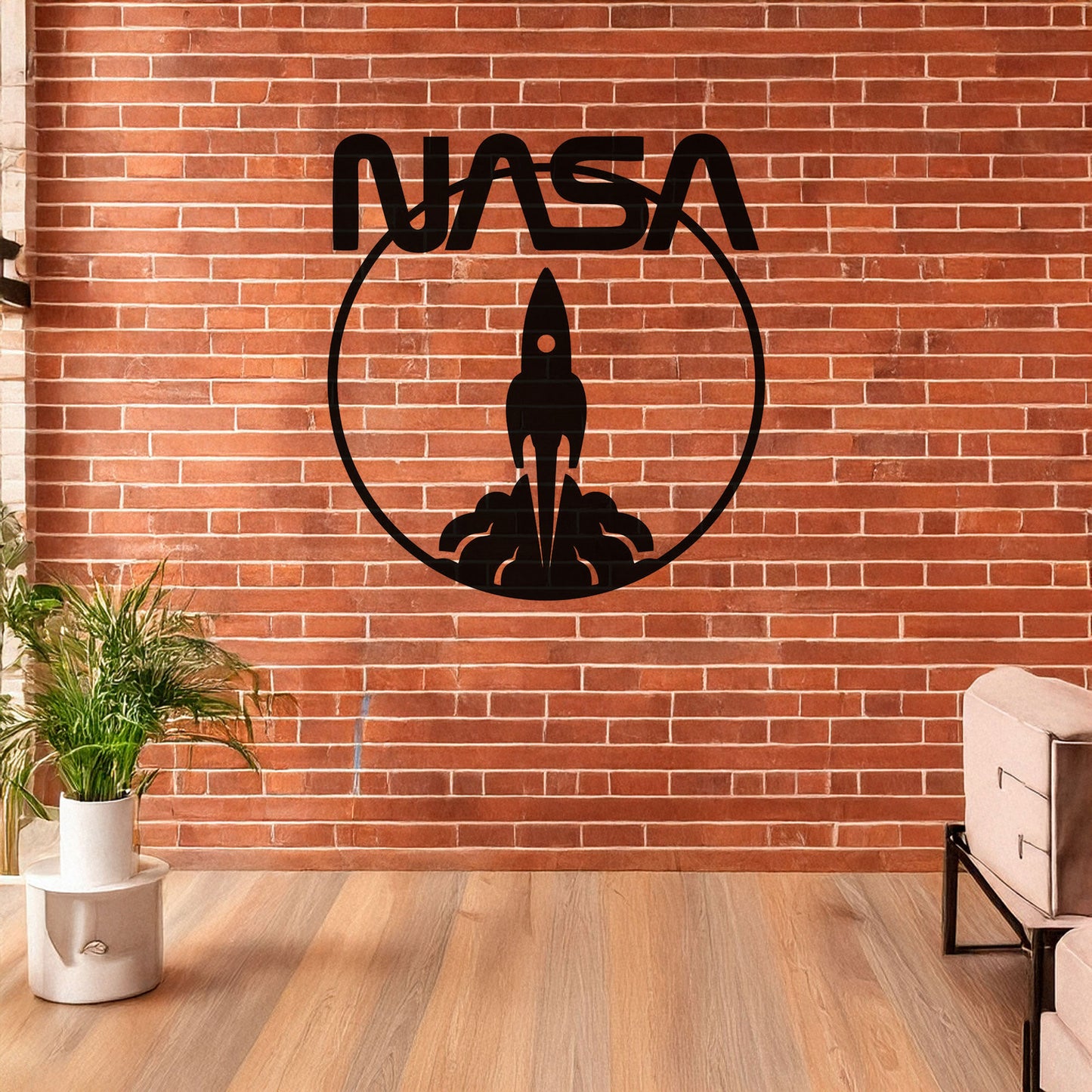 NASA Logo Metal Wall Art with Space Shuttle Design - Laser Cut Black Wall Decor, Gift for Space Enthusiasts, 3 Sizes Available