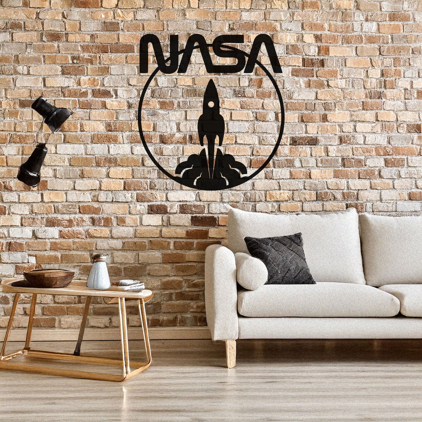 NASA Logo Metal Wall Art with Space Shuttle Design - Laser Cut Black Wall Decor, Gift for Space Enthusiasts, 3 Sizes Available