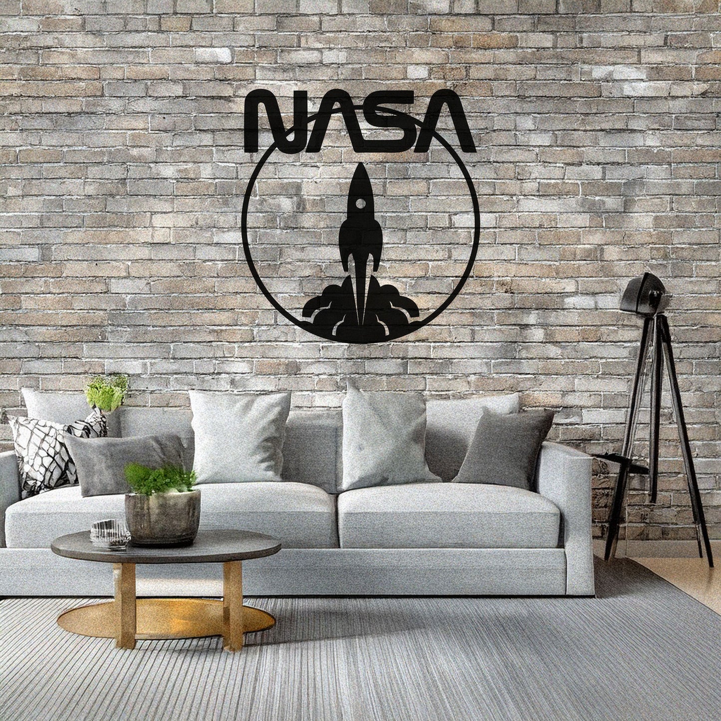 NASA Logo Metal Wall Art with Space Shuttle Design - Laser Cut Black Wall Decor, Gift for Space Enthusiasts, 3 Sizes Available