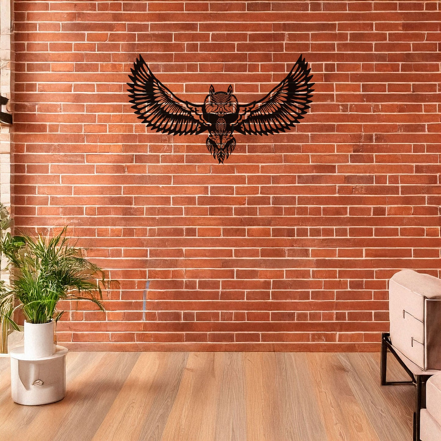 Intricate Owl Laser Cut Metal Wall Art - Black Decor with Wings Spread, Available in 3 Sizes, Unique Gift for Wildlife Lovers