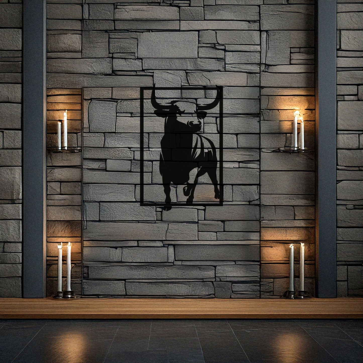 Bold Bull Laser Cut Metal Wall Art - Black Metal Decor for Home or Office, Available in 3 Sizes, Unique Gift for Animal Lovers