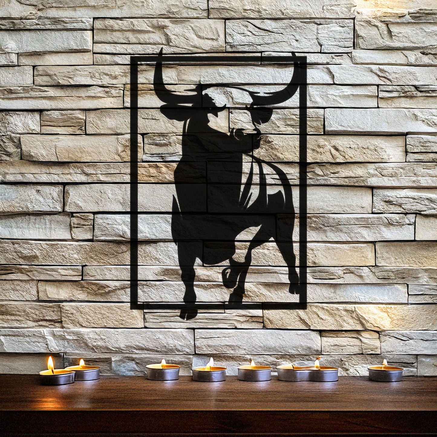 Bold Bull Laser Cut Metal Wall Art - Black Metal Decor for Home or Office, Available in 3 Sizes, Unique Gift for Animal Lovers