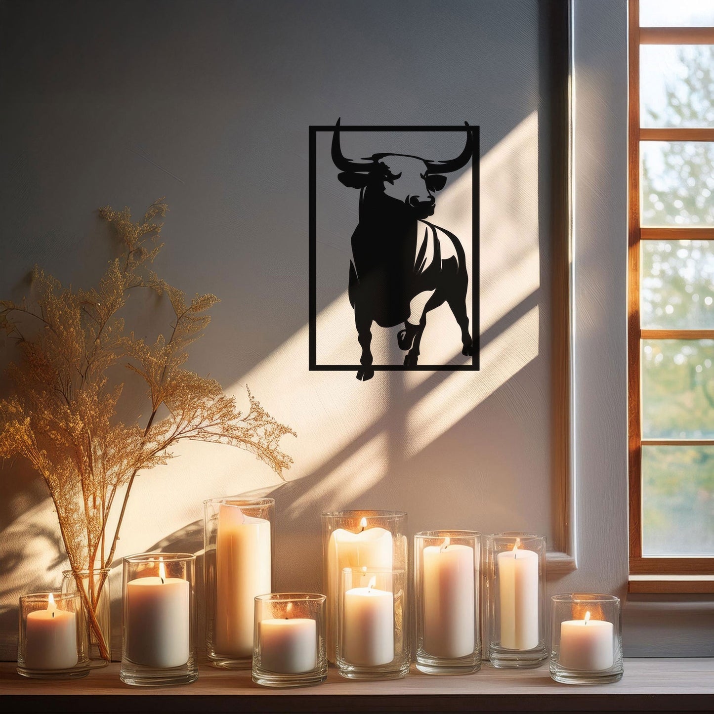 Bold Bull Laser Cut Metal Wall Art - Black Metal Decor for Home or Office, Available in 3 Sizes, Unique Gift for Animal Lovers