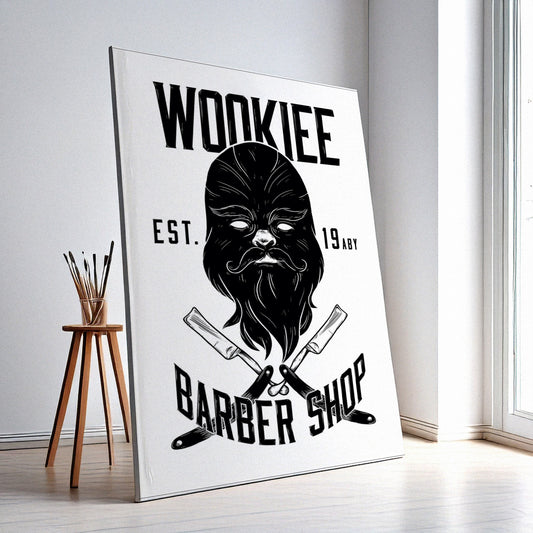 Barber Shop Wall Art – Retro Skull Design, High-Resolution Canvas or Framed Print, Modern Business Decor, Gift for Barbers, 3 Sizes, Model PGSW10003357