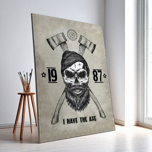 Barber Shop Wall Art – Retro Skull Design, High-Resolution Canvas or Framed Print, Modern Business Decor, Gift for Barbers, 3 Sizes, Model PGSW10003388